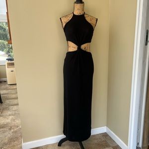 NWOT black midi cut out dress